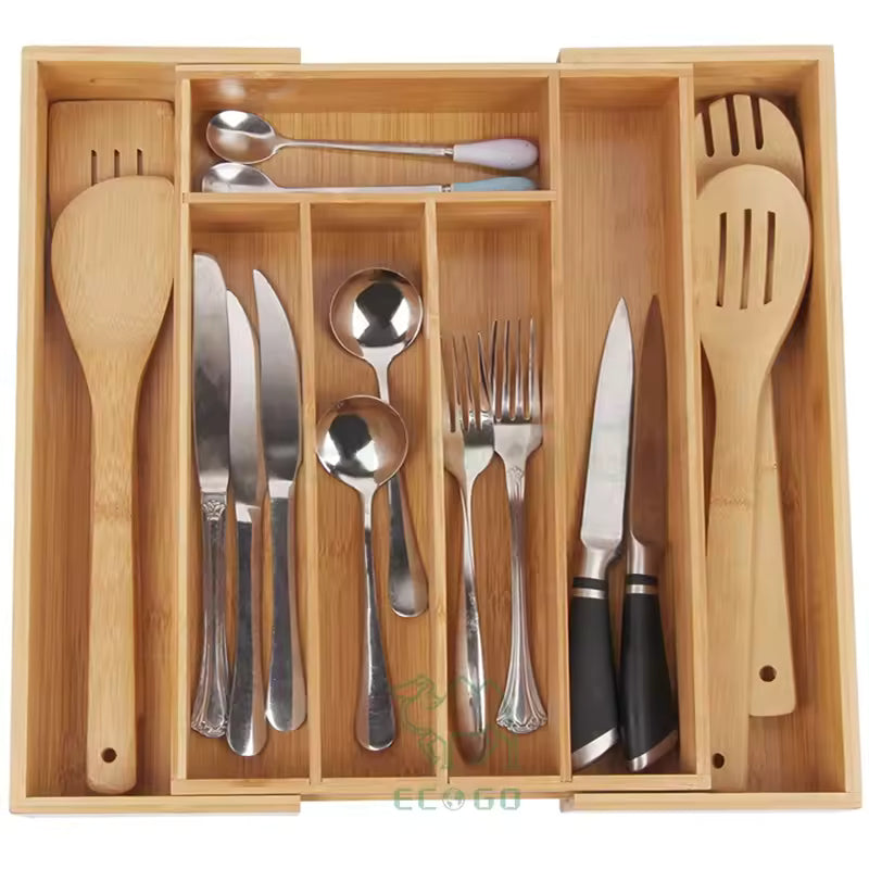 Organizador De Cajones De Cocina Bambu